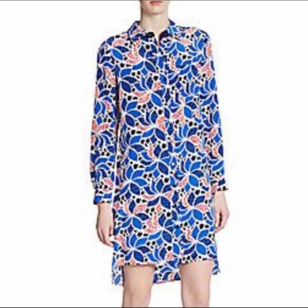 DVF Prita Silk Crepe Printed Shirt Dress | Ocelot Floral